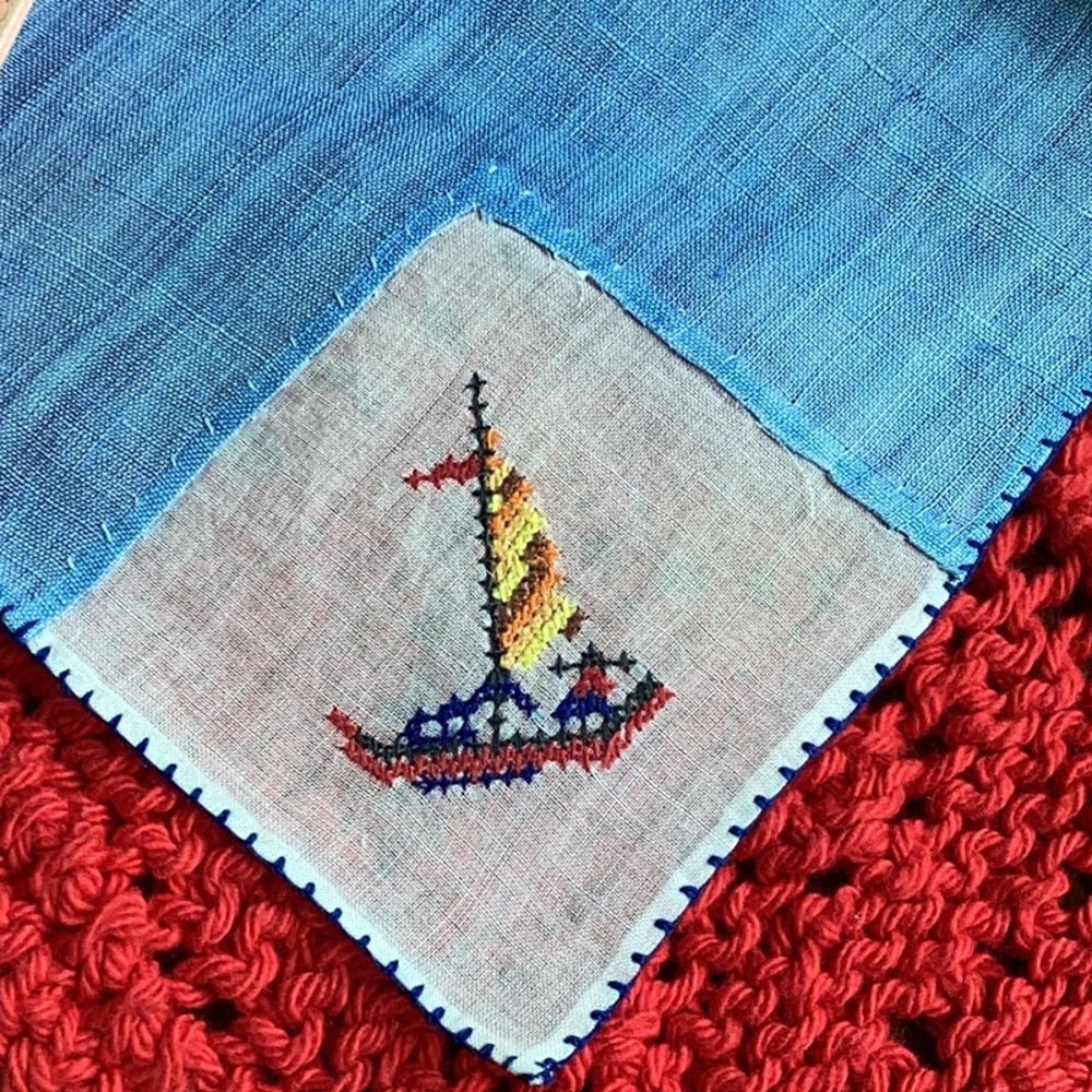 Vintage LINEN SAILBOAT CLOTH NAPKINS SET OF SIX VINTAGE 11” EVC - Picture 2 of 16